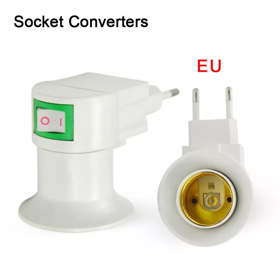 Jual Fitting Konverter Lampu Penyambung Lampu EU Plug E27 LED Light ...