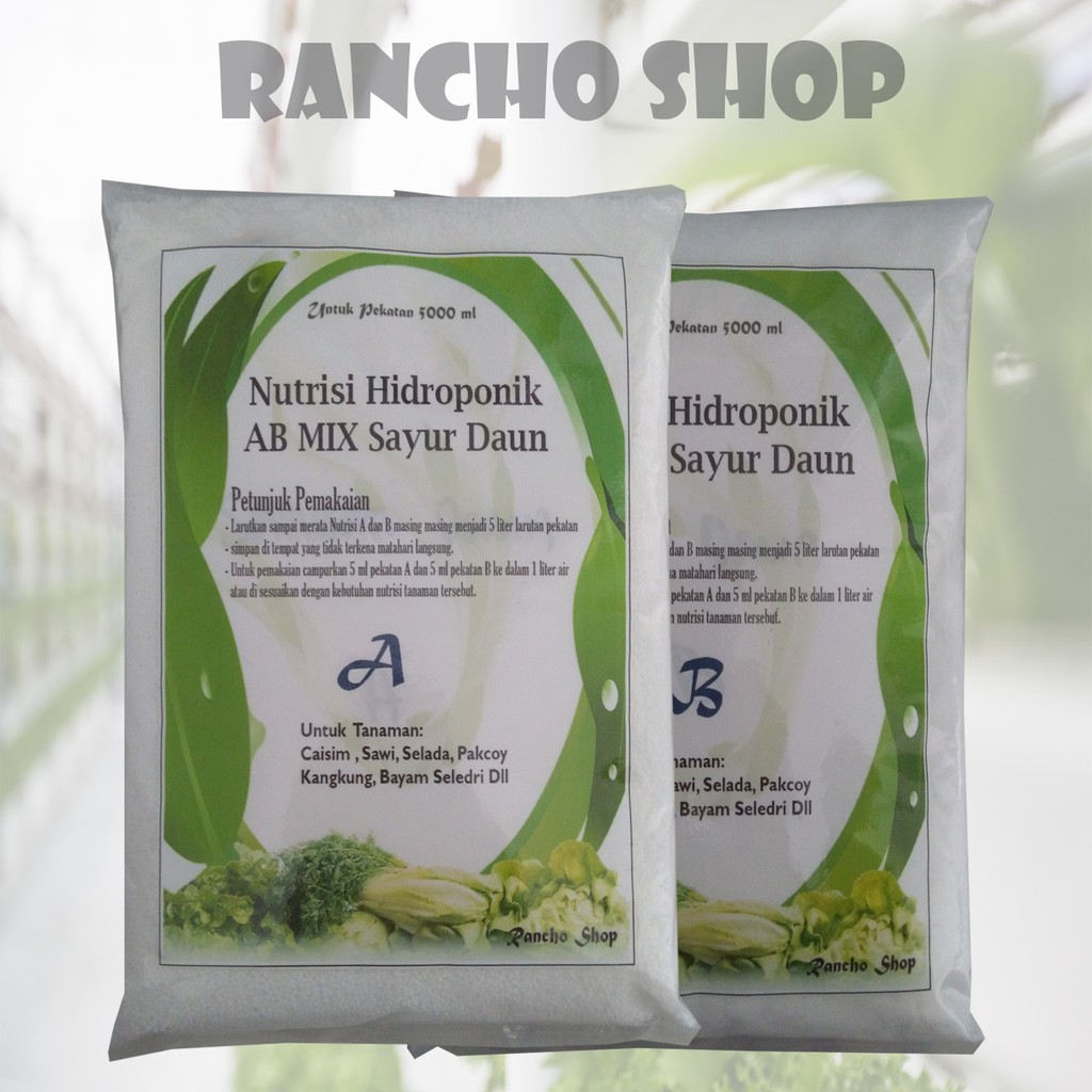 Jual Nutrisi Hidroponik AB MIX Sayuran Daun Pekatan 5000 ML | Shopee ...