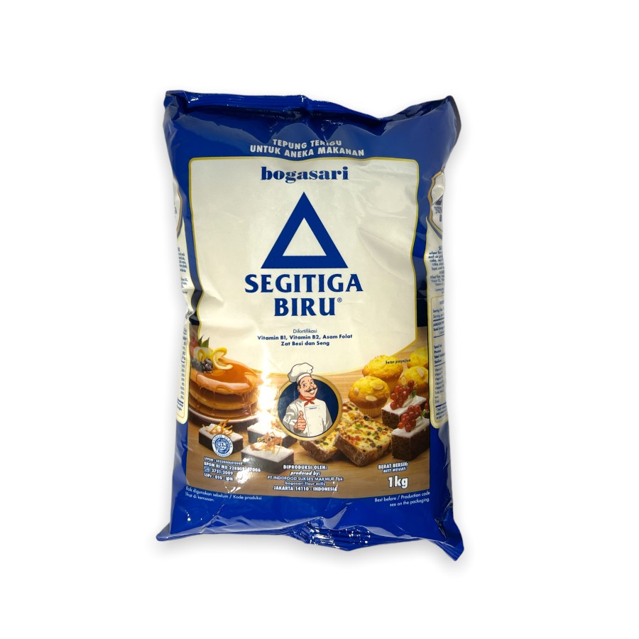 Jual Terigu Segitiga Biru 1Kg Protein Sedang Bogasari Tepung Segi Tiga ...