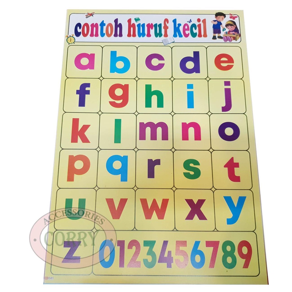 Jual Karton Gambar Edukasi Anak Huruf Abjad Kecil Angka 34 X 49 Cm ...