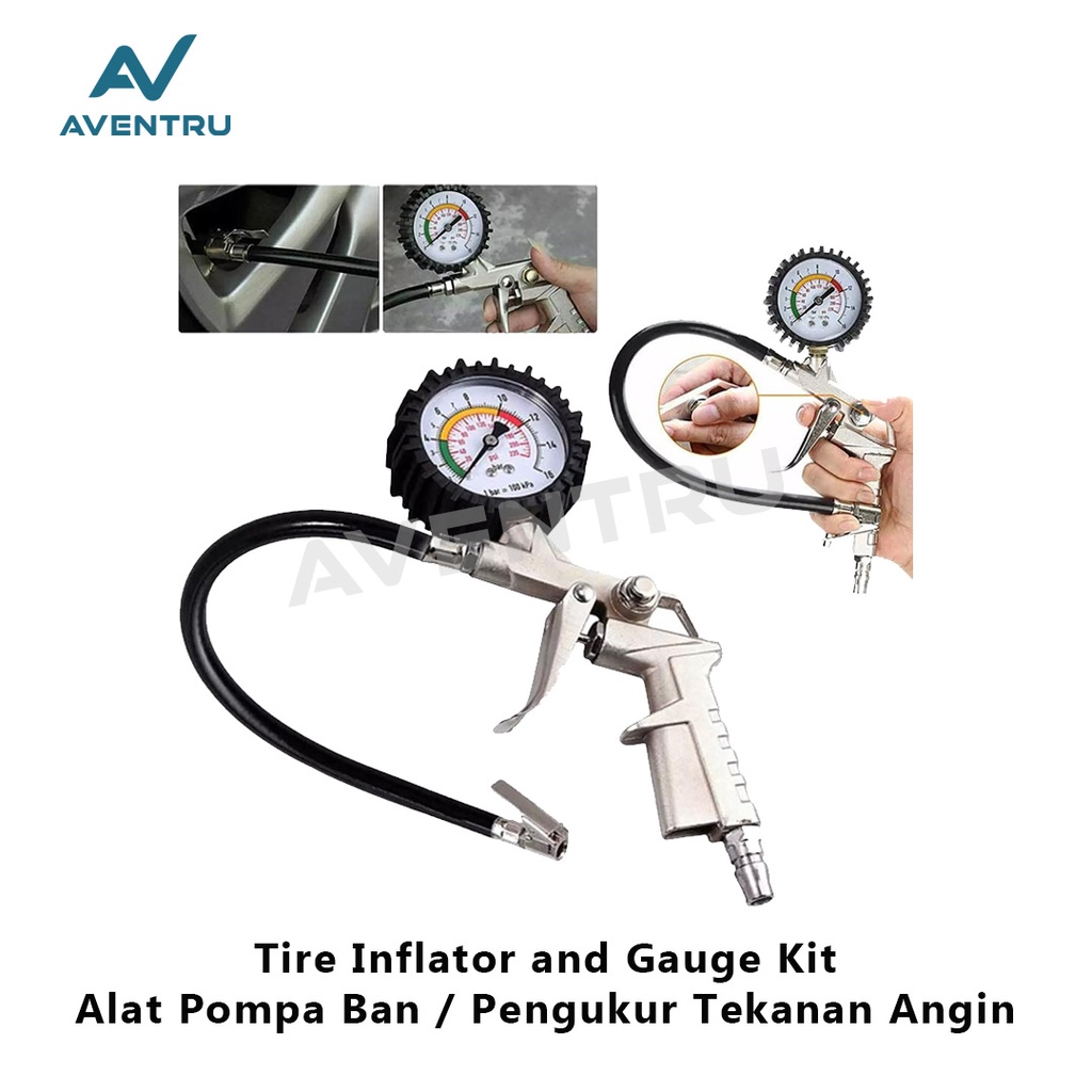 Jual Tire Inflator Gauge Kit Gun Alat Pompa Isi Angin Ukur Ban Motor ...