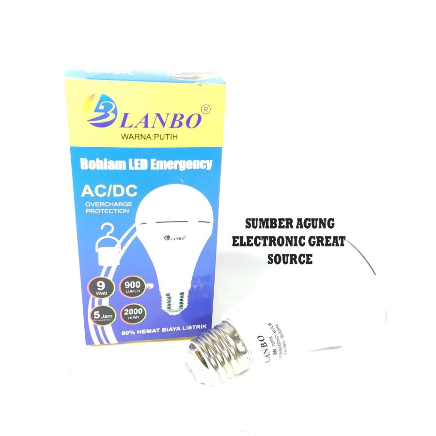 Jual Lanbo Bohlam LED Emergency Murah AC DC 9W 9 Watt Mati Lampu Tetap ...