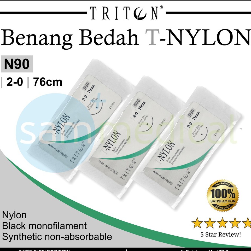 Triton Benang Nylon + Jarum Cutting - 2/0 N90 @ pcs
