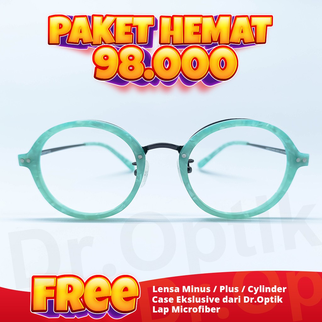 Jual Frame Kacamata Plus, Minus, Cylinder- Hijau Mint Kombinasi ...