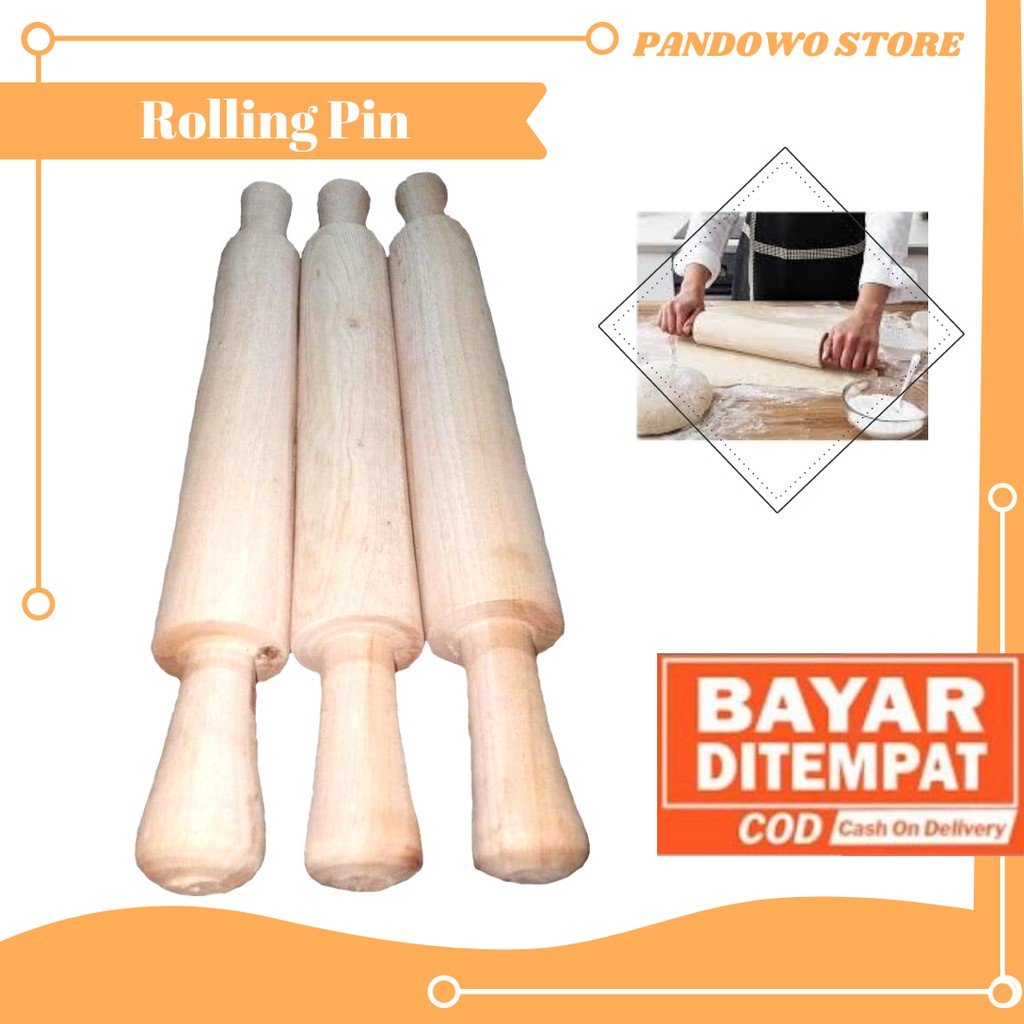 Jual [Bisa COD] Promo Rolling Pin/ Penggiling Kue/ Adonan Kayu 40cm 100 ...