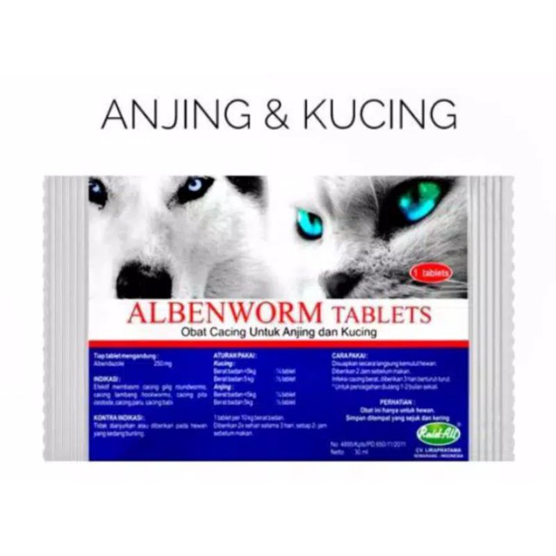 Jual ALBENWORM CAT & DOG TABLET / Obat Cacing Kucing Albenworm Tablet ...