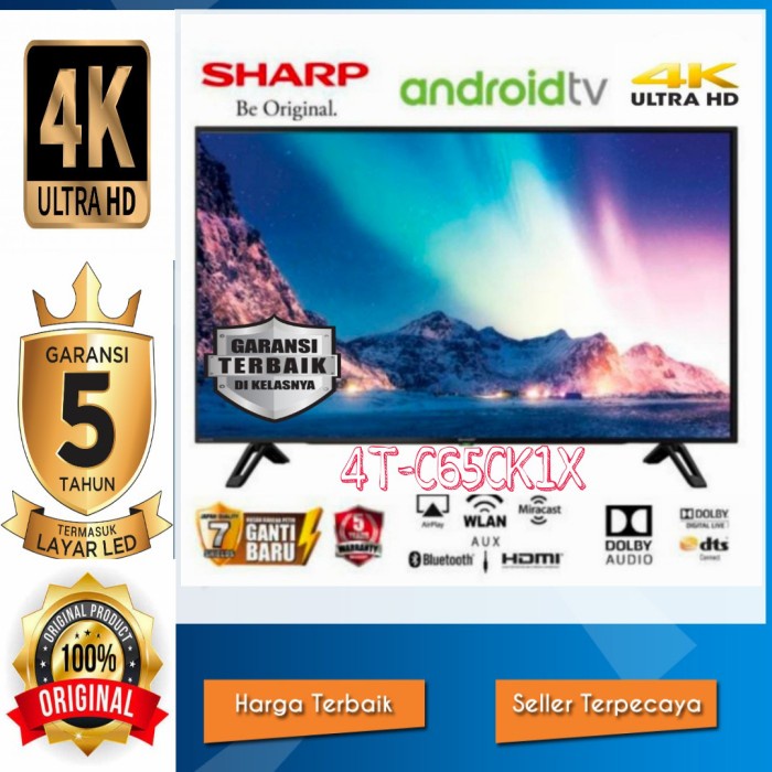 Jual Led Tv Sharp Inch T C Ck X Android Smart Uhd K Garansi Resmi Tanpa Bubble Shopee