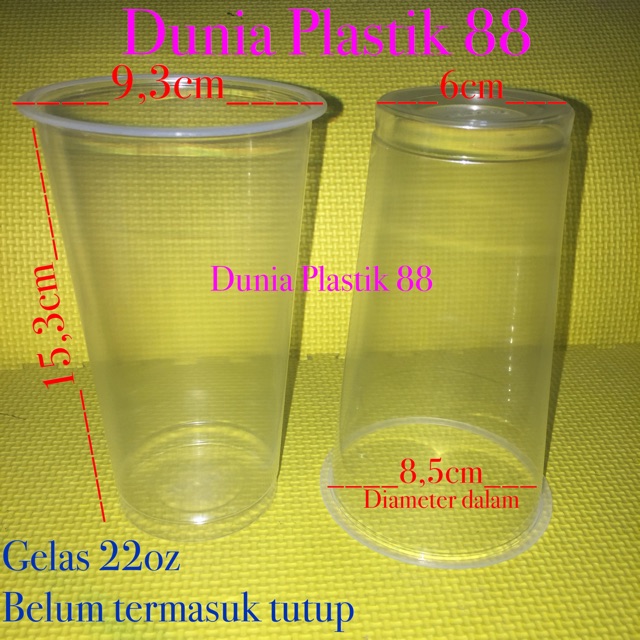 Jual Isi50pcs Gelas Plastik Plastic Cup Pp 22oz 22 Oz 650ml Besar Tebal Tinggi Thai Tea Thailand 5629