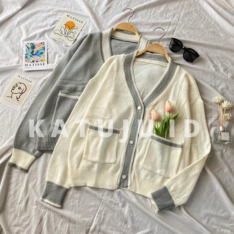 Jual [BISA COD] Cardigan Rajut Kancing Pocket Kyla / Outer Outwear ...