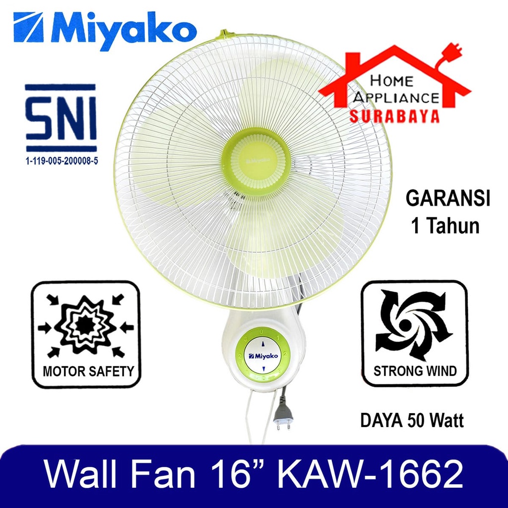 Jual Kipas Angin Dinding Wall Fan Miyako 16 Inch 16