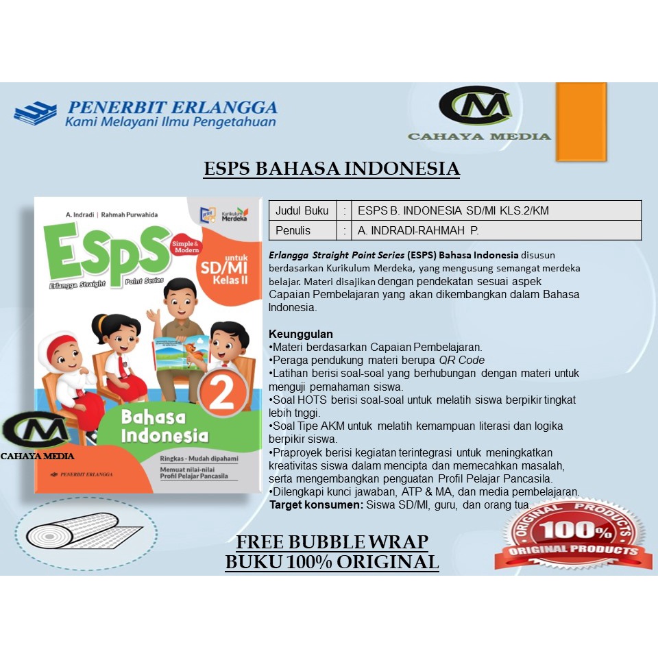 Jual BUKU ESPS BAHASA INDONESIA KELAS 2 KURIKULUM MERDEKA ERLANGGA ...