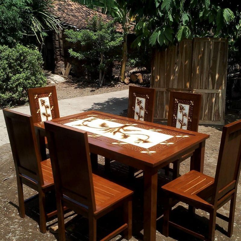 Jual Set Kursi Meja Makan Kayu Jati, Kursi Makan Kayu Jati, Meja Makan ...