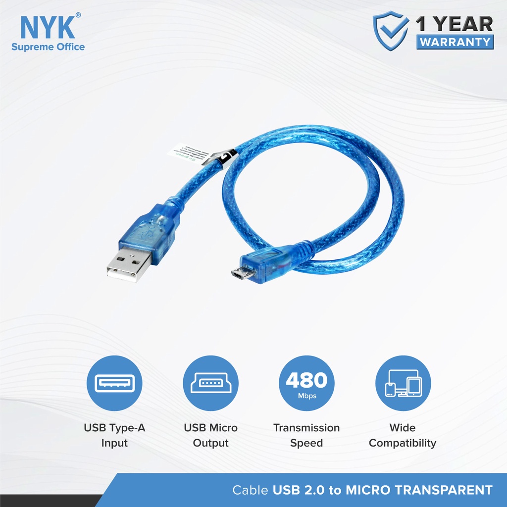 NYK Kabel Micro USB Charging 2.0 Transparent COD (3)