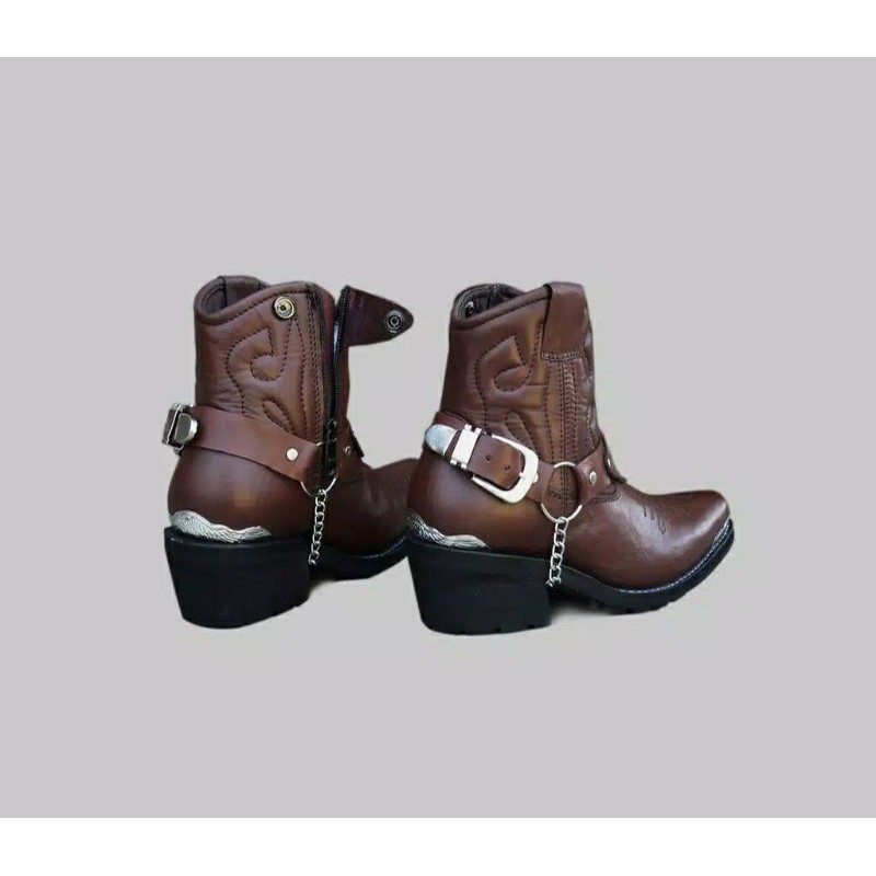 Jual Sepatu Pria Jenggel Kulit Cowboy Biker Boots Sepatu Pria Moge ...