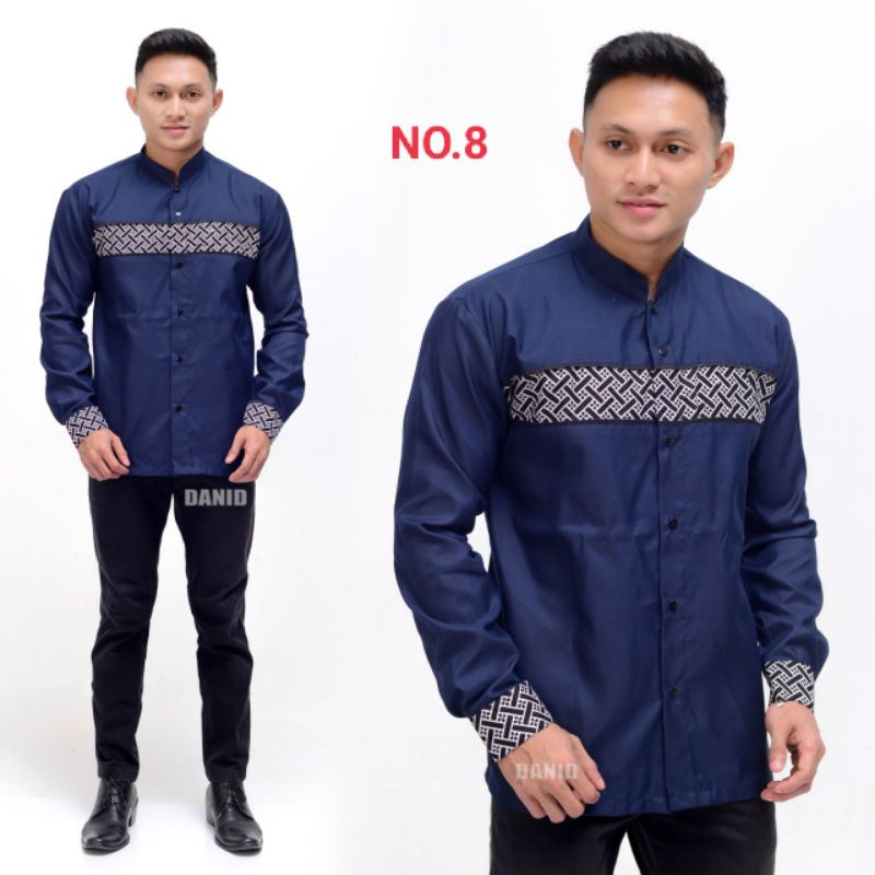 Jual BAJU KEMEJA PRIA BATIK KOMBINASI BORDIL LENGAN PANJANG BAJU KOKO ...