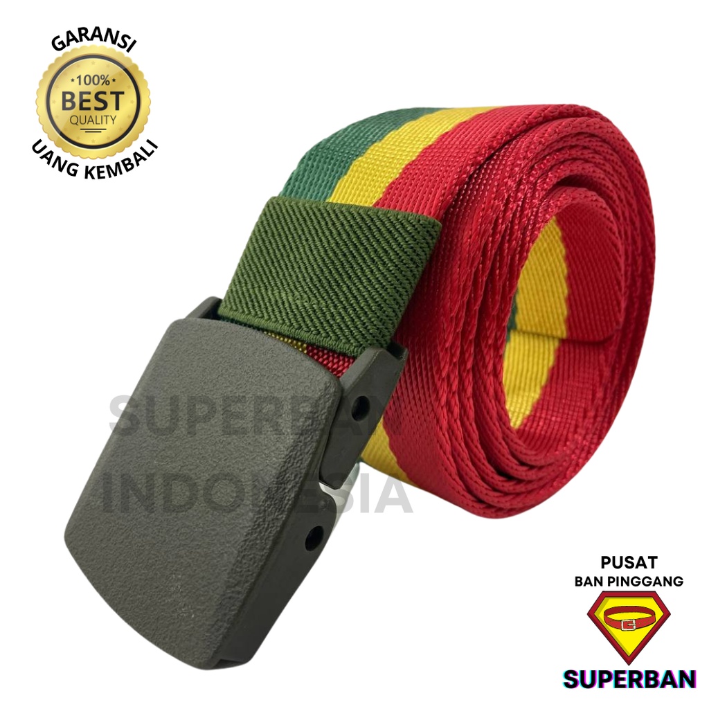 Jual IKAT PINGGANG PRIA ANTI DETECTOR RASTA MERAH HIJAU KUNING BAN ...