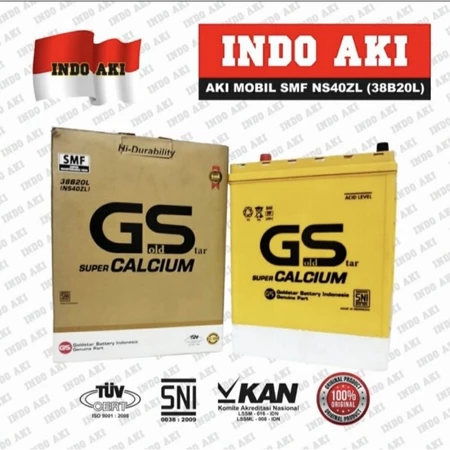 GS Calcium NS40ZL Aki Mobil 12V 35Ah Honda Jazz Fit Mobilio