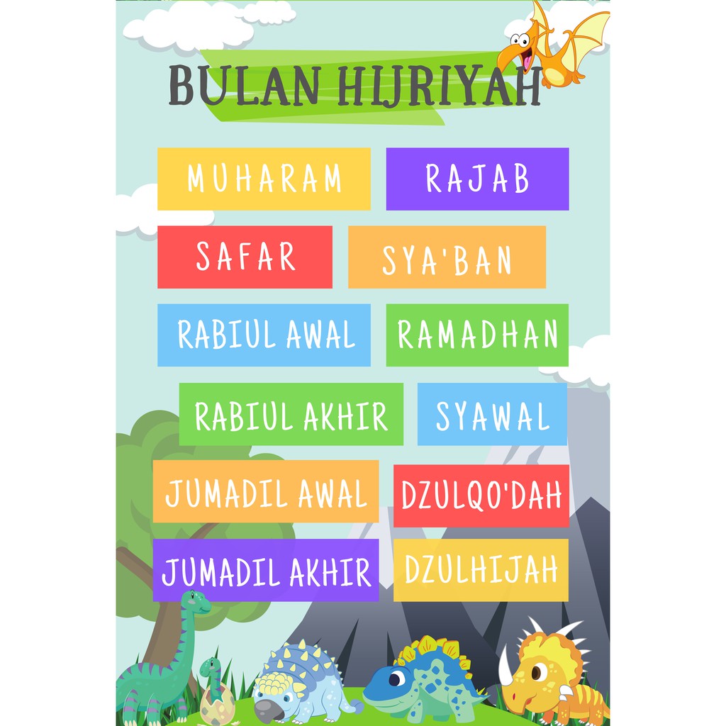 Jual POSTER BELAJAR NAMA BULAN UNTUK BALITA TK PAUD (B.ING - B.INDO ...