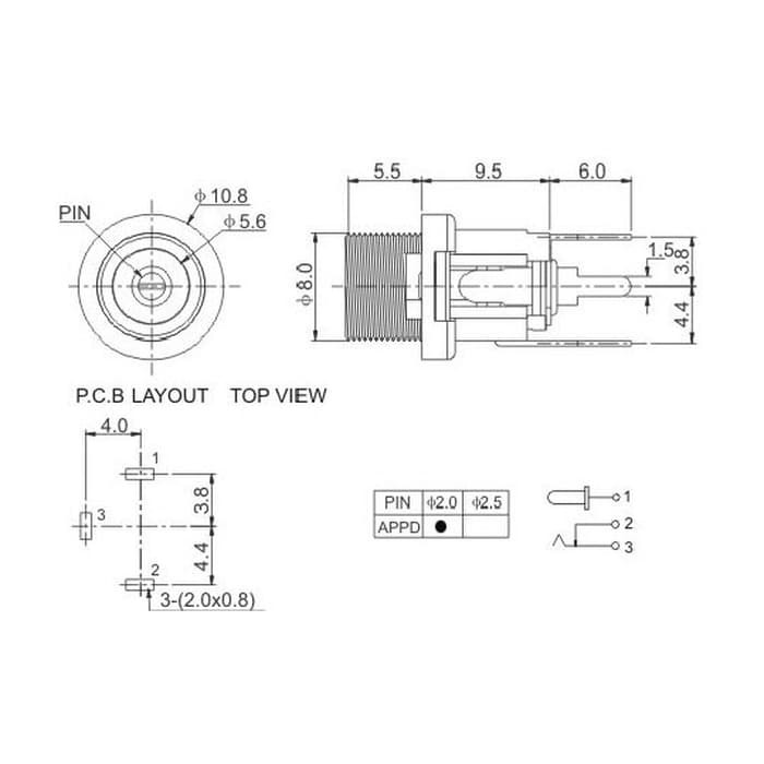 Jual Socket DC Power Panel Mount Outlet Female Soket Charger 3 Pin DIP ...