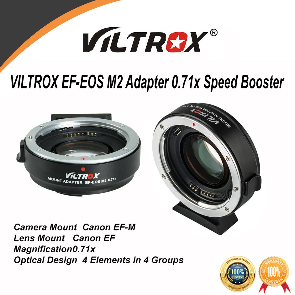 Viltrox EF-EOS M2 Adaptateur d'objectif EF-M 0.71x Focal