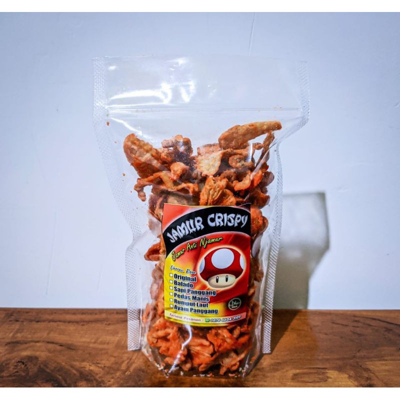 Jual JAMUR CRISPY banyak varian rasa ORIGINAL, BALADO, AYAM PANGGANG