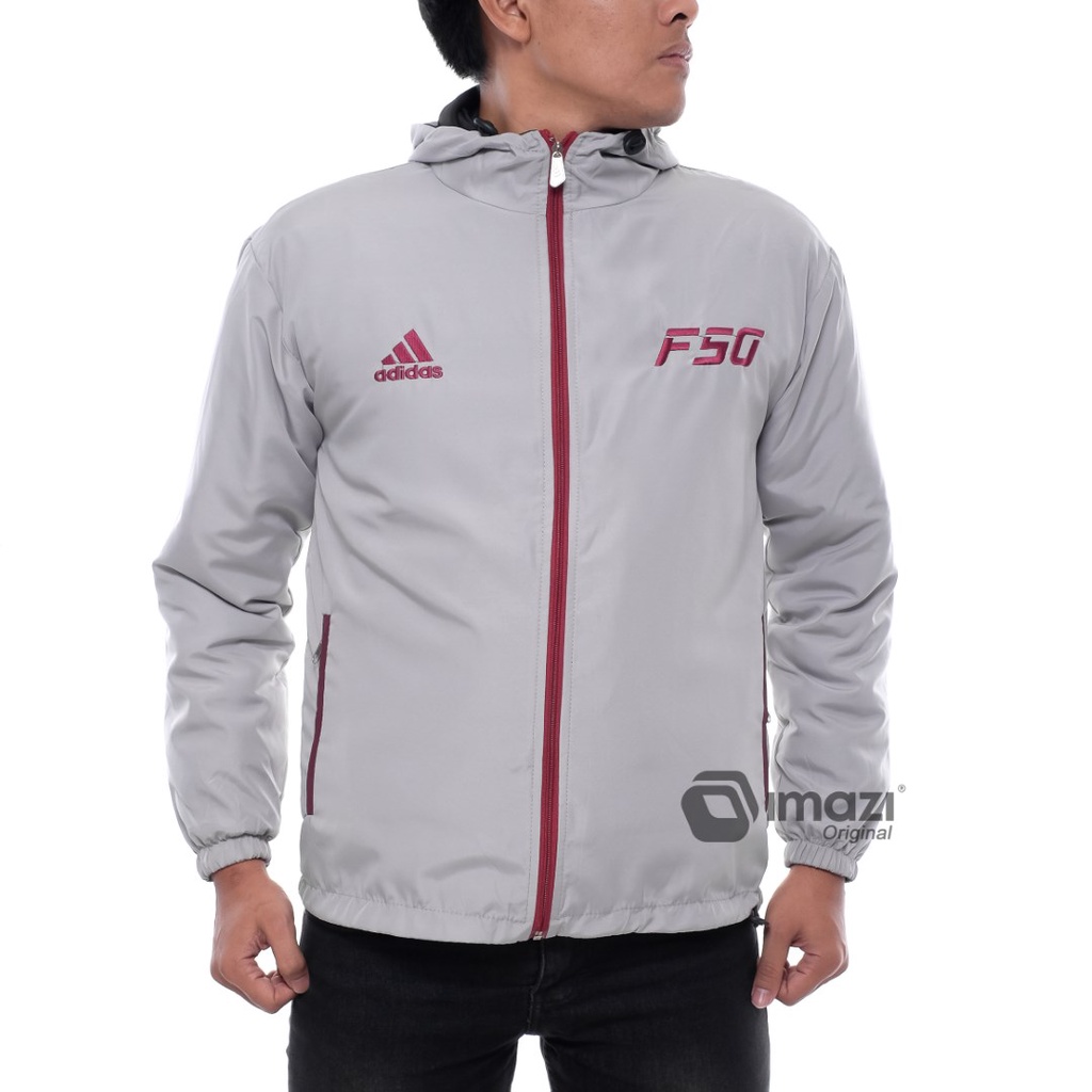 Jual Jaket Parasut Adidas F50 Sporty Olahraga Sepeda Lari Joging Pria Wanita Abu Maroon M L XL XXL Shopee Indonesia