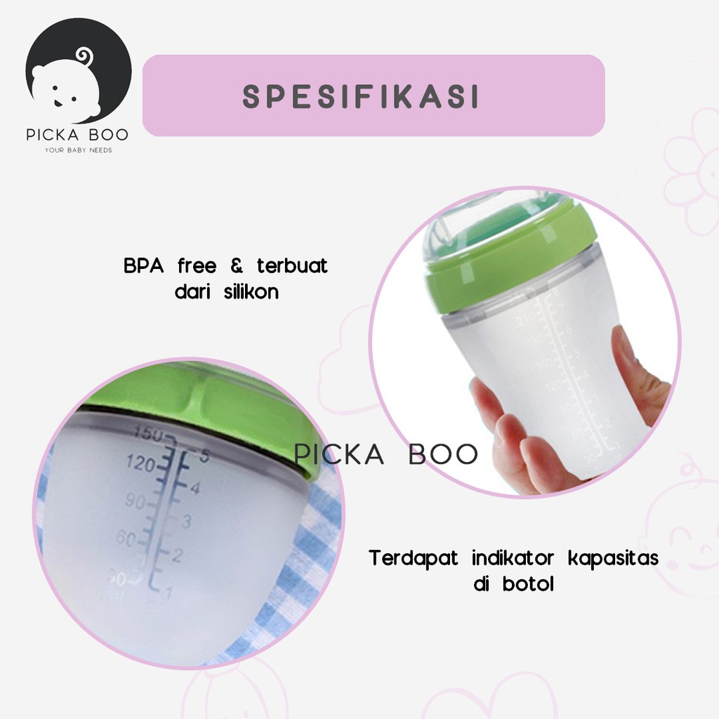 Jual PICKA BOO Premium Botol Dot Silikon 150ml / 250ml Botol Susu Bayi ...