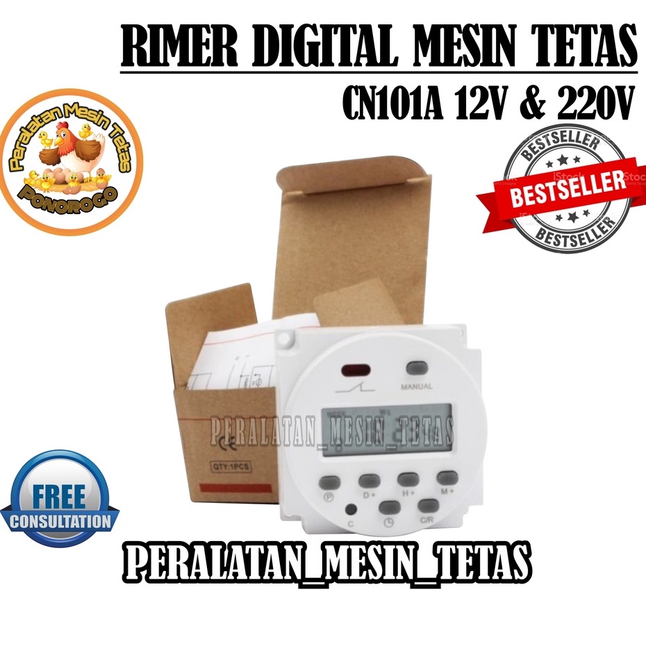 Jual Timer Switch Digital Time Delay Relay 220V AC atau 12V DC CN101A ...