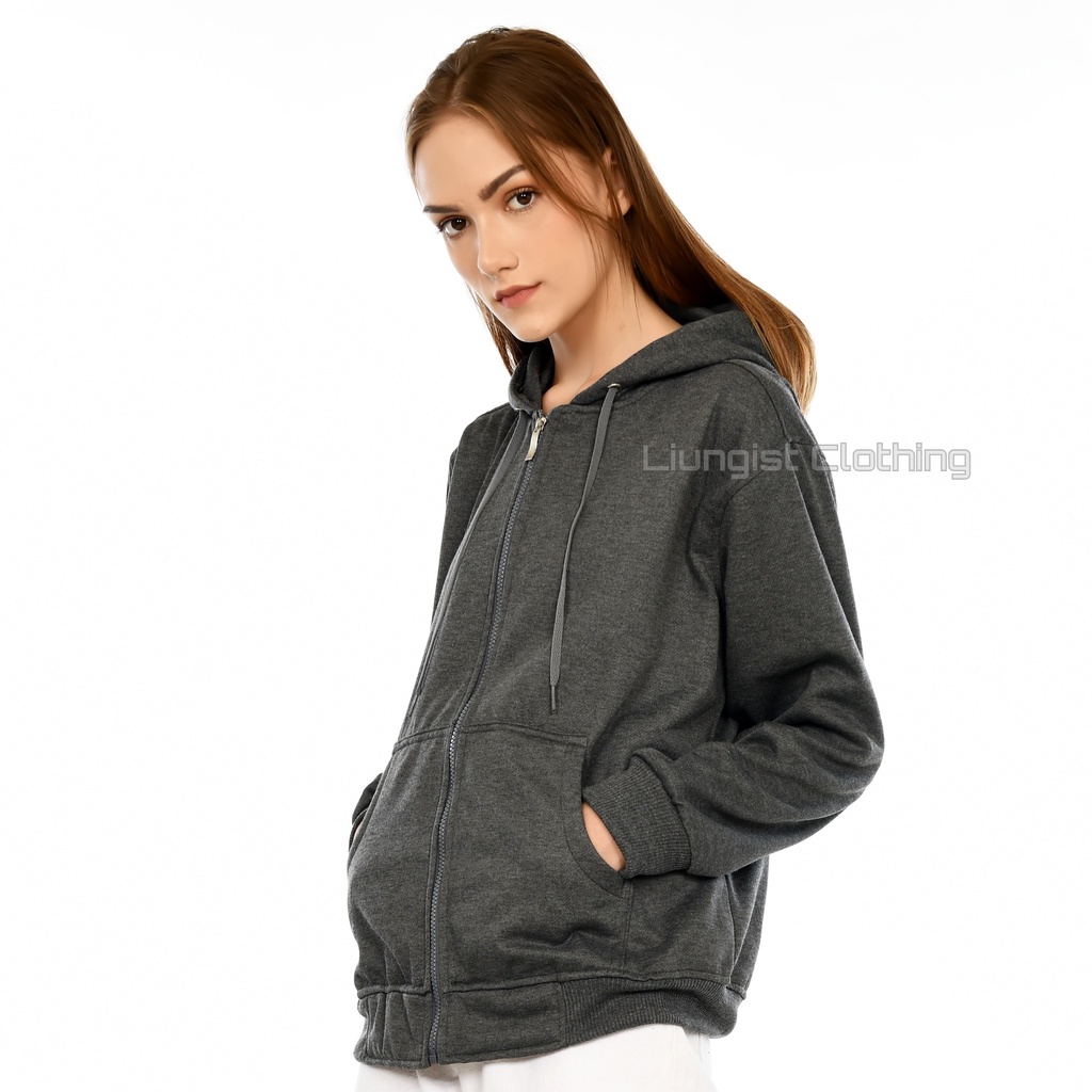 Jaket hoodie abu store abu polos