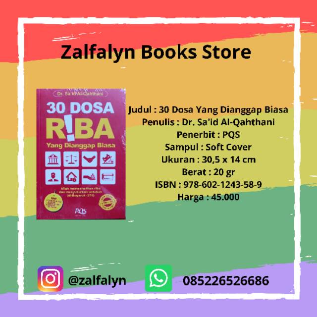 Jual Buku 30 Dosa Riba Yang Dianggap Biasa PQS | Shopee Indonesia