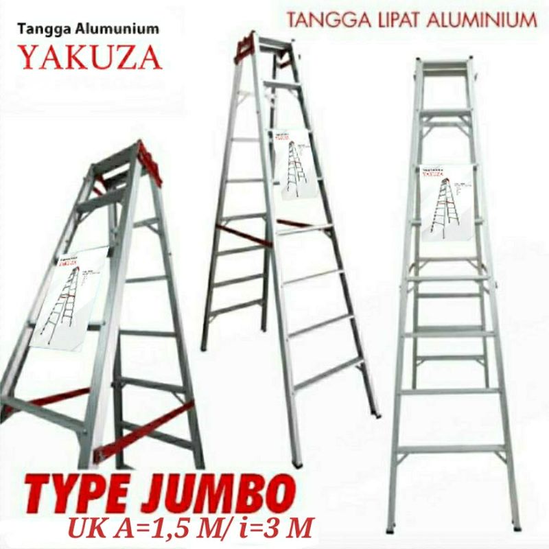 Jual Tangga Lipat Aluminium Jumbo Uk Meter Cm Yakuza Shopee Indonesia