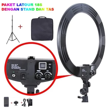 Latour B Ring Light LED HD 18S Bi Color 18S GRATIS TRIPOD Ringlight Bicolour Bi Colour Color