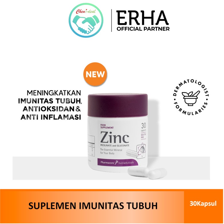 Jual ERHA Zinc 30 (Zinc Picolinate 50mg Gluconate 50mg) Suplemen Imunitas Tubuh 30 kapsul