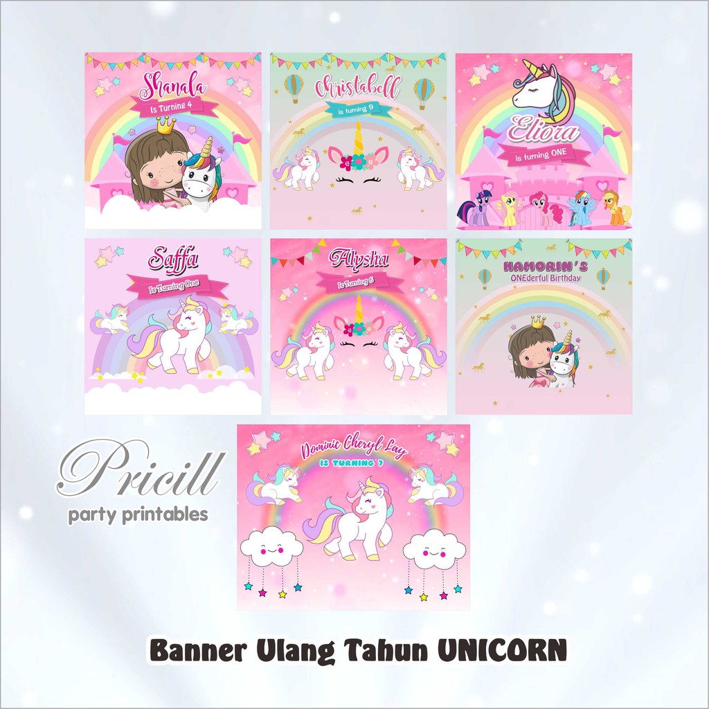 Jual Backdrop Banner Ultah UNICORN Berbagai Ukuran Shopee Indonesia