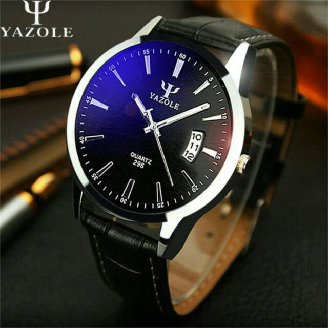 Jual Yazole 296 jam tangan pria original Quartzwaches black original Shopee Indonesia