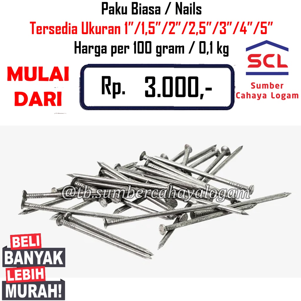 Jual Paku Kayu Kuat Berbagai Ukuran Per 1ons 1