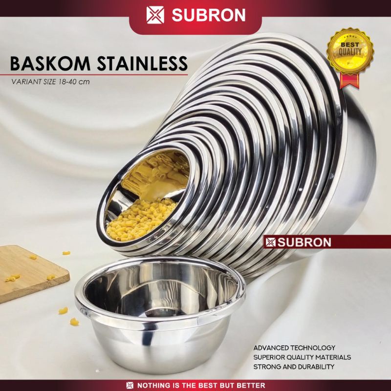 Jual SUBRON Stainless Steel Baskom XH55 S (KECIL) Dalam 18 20 22 24 cm ...