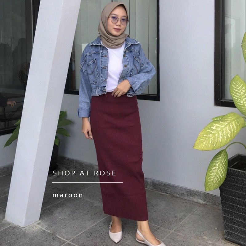 Jual Bisa Cod Rok Rajut Span Maxi Rok Rajut Panjang Rok Span Knit Tebal Premium Rok Span 9091