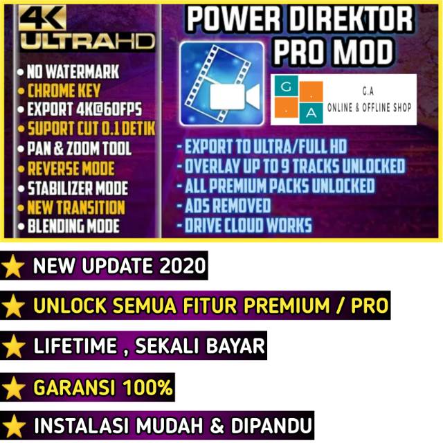 Jual PowerDirector ( power director android ) PRO Terbaru Fullpack