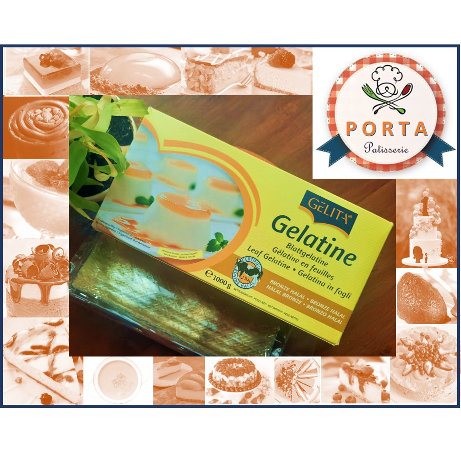 Jual Gelatin Halal Gelita (1 lembar ) utk Panna Cotta Pudding Gyukaku