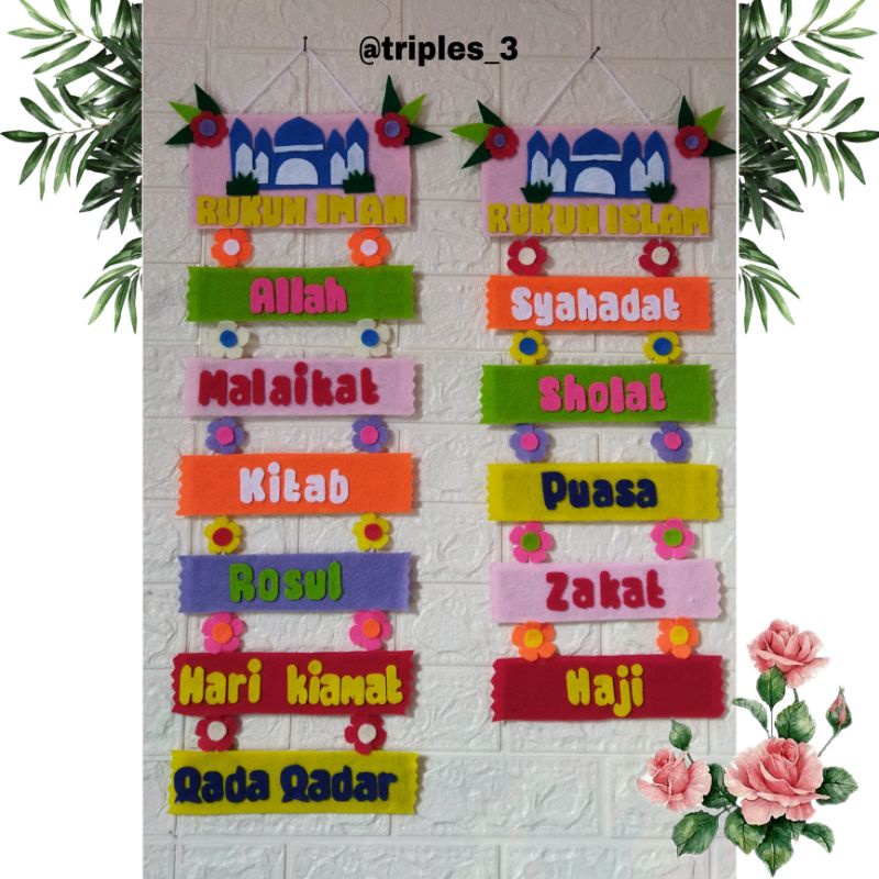 Jual Hiasan dinding/dekorasi sekolah/rukun iman & rukun islam | Shopee