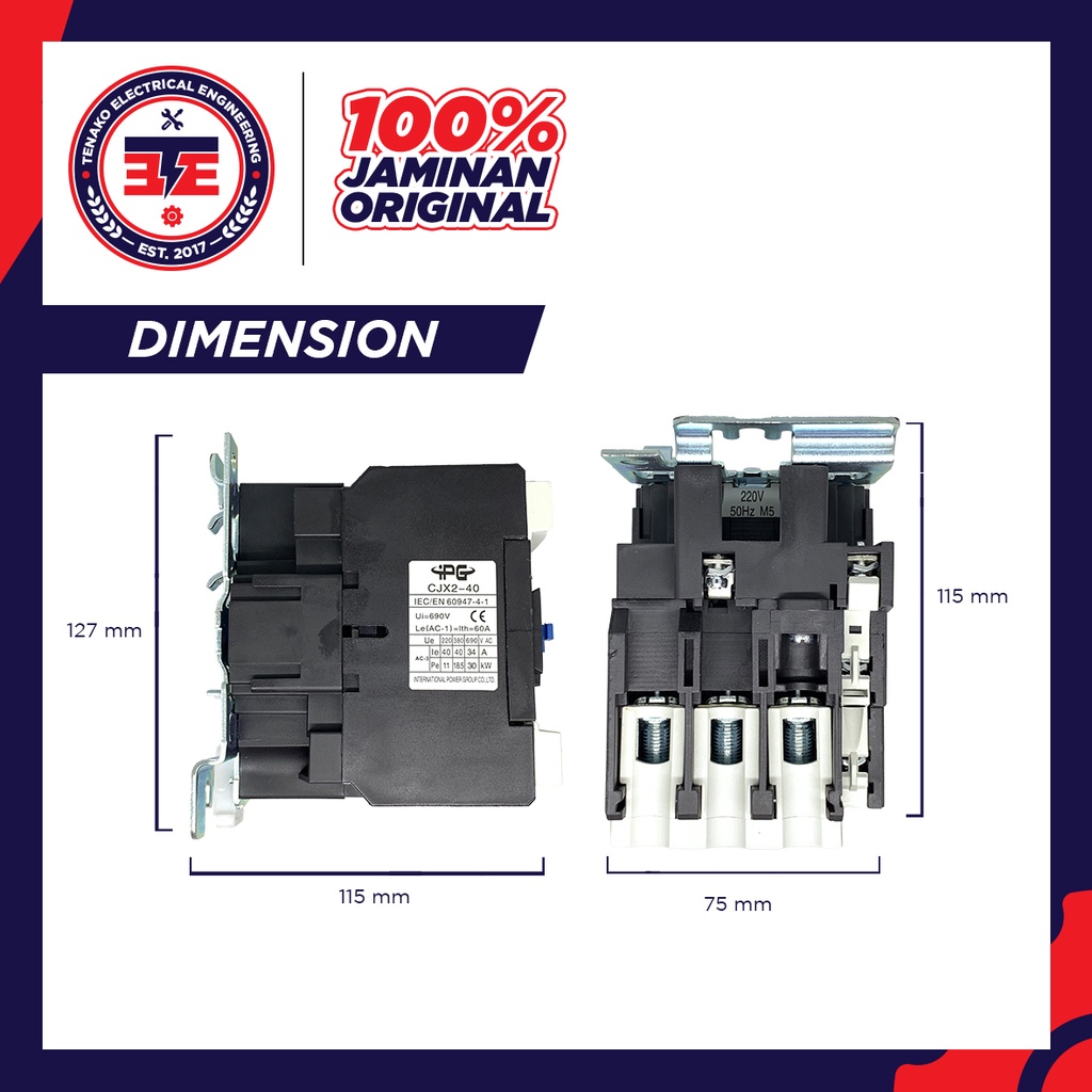 Jual Contactor CJX2-4011 Kontaktor 40A Kapasitas 40 Amper 220V AC 380V ...