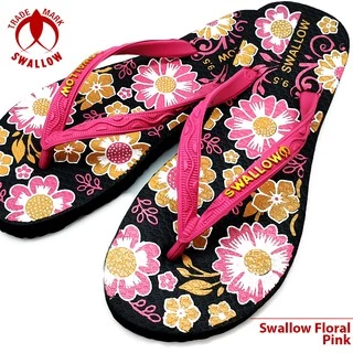 Sandal Jepit Swallow Floral - Motif Bunga Emas Metallic [SWLTRAD 03]