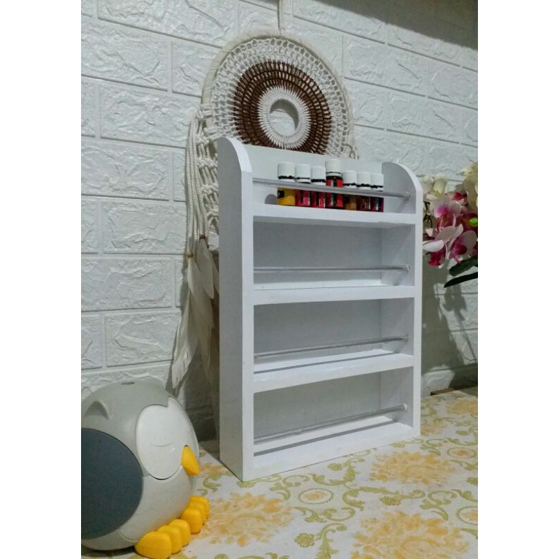 Jual Rak Oil Kayu kombinasi alumunium warna putih | Shopee Indonesia