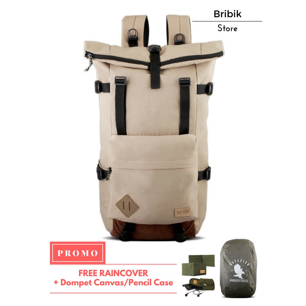 Jual Tas Ransel Travel Rolltop Pria Wanita Rayleigh Harrier Beige (FREE ...