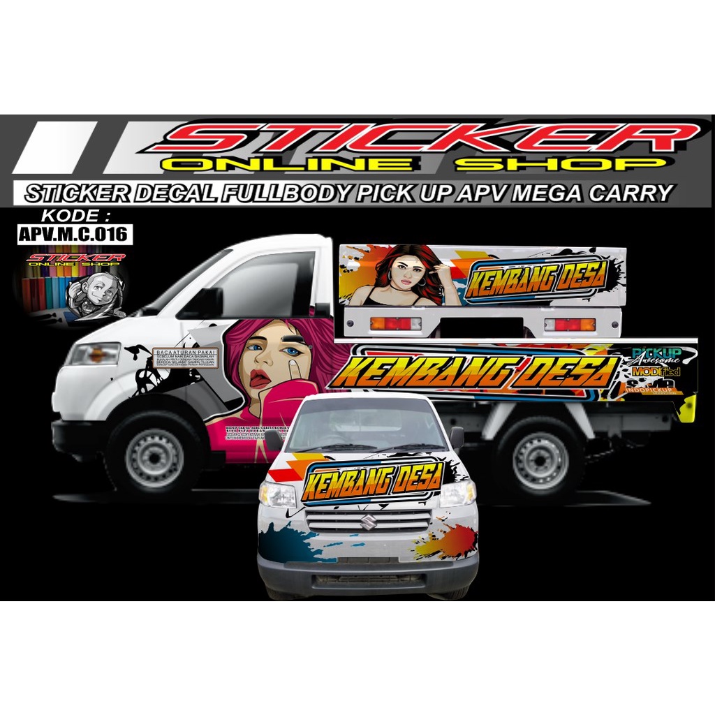 Jual stiker mobil dekal PICKUP APV MEGA CARRY decal print variasi ...