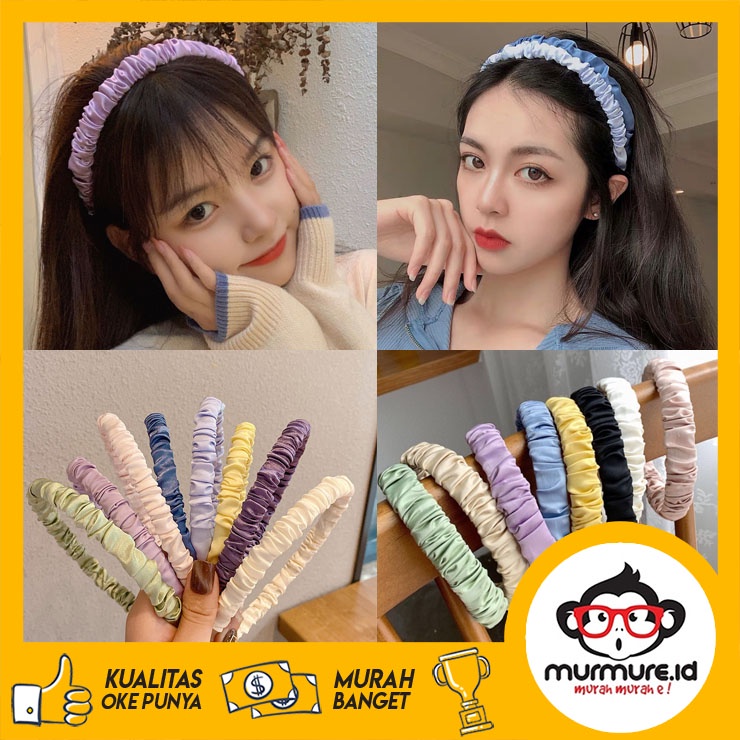 Jual Murmureid Bando Kerut Scrunchie Import Ala Korea Headband Satin Lucu Murah Ha080 