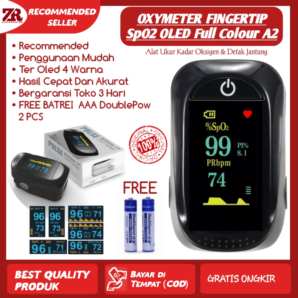Jual Alat Pengukur Ukur adar Oksigen Fingertip pulse oxymeter Fingertip ...