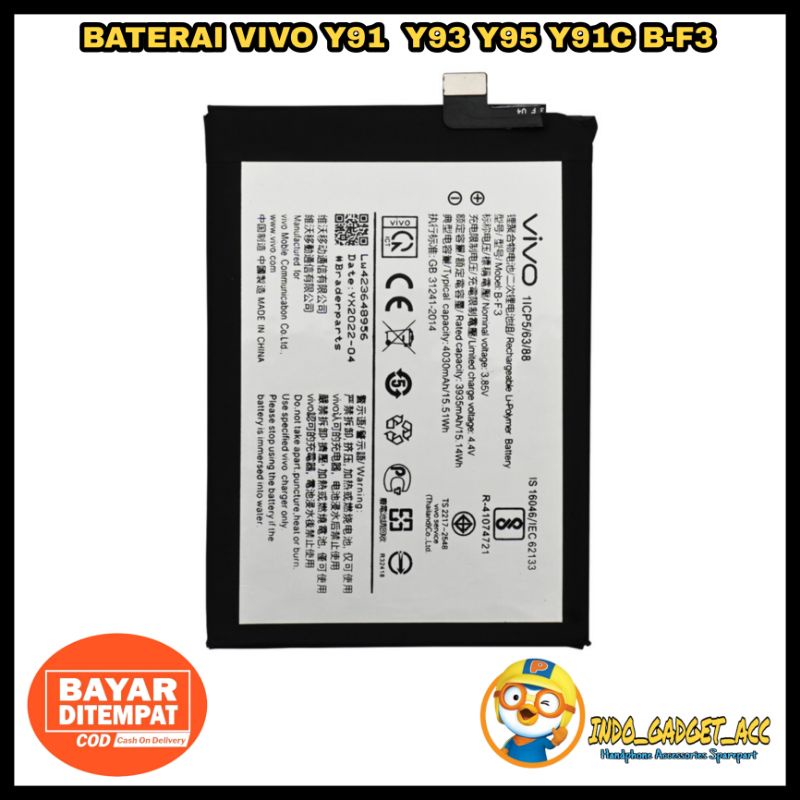 Jual BATERAI BATRE BATREI BATTERY VIVO Y91 Y93 Y95 Y91C B-F3 | Shopee ...