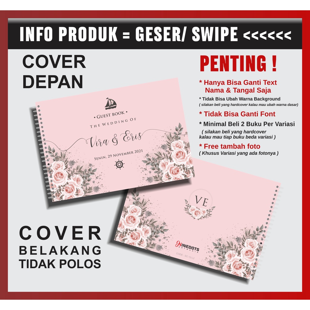 Jual Buku Tamu Pernikahan Custom 320 Nama Wedding Guest Book Buku Tamu Premium Shopee Indonesia 0666